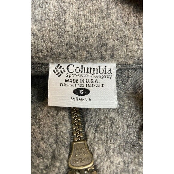 VTG Columbia Womens Small Maroon Grey Aztec Wool Fleece Zip Jacket USA 90s Y2K - Picture 8 of 12